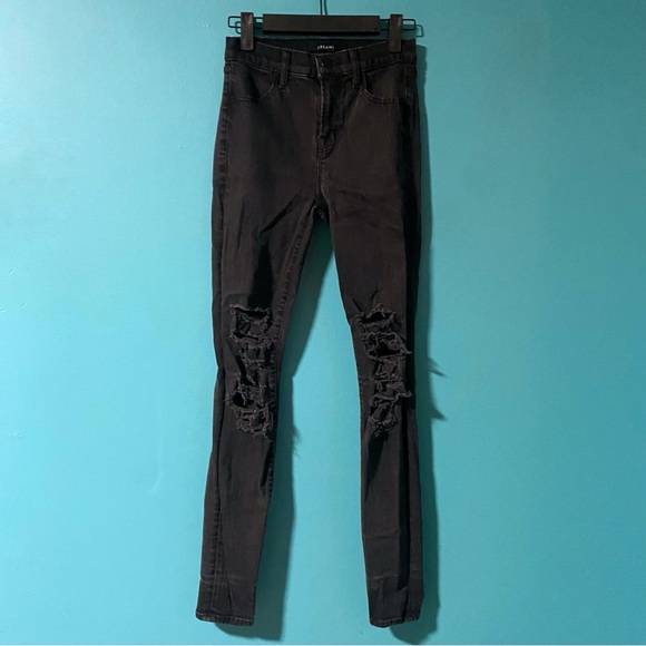 J Brand 24 Maria Black Distressed Skinny Jeans - Picture 2 of 6